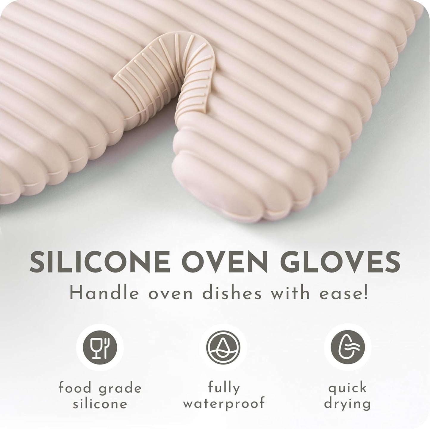 Skiennix Extra Long Silicone Oven Mitts - Heat Resistant 500°F | BPA-Free 4-Piece Kitchen Set