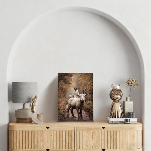 Christian Wall Decor - Jesus And Lamb Art | 11" X 15" Religious Home Decor & Baptism Gift