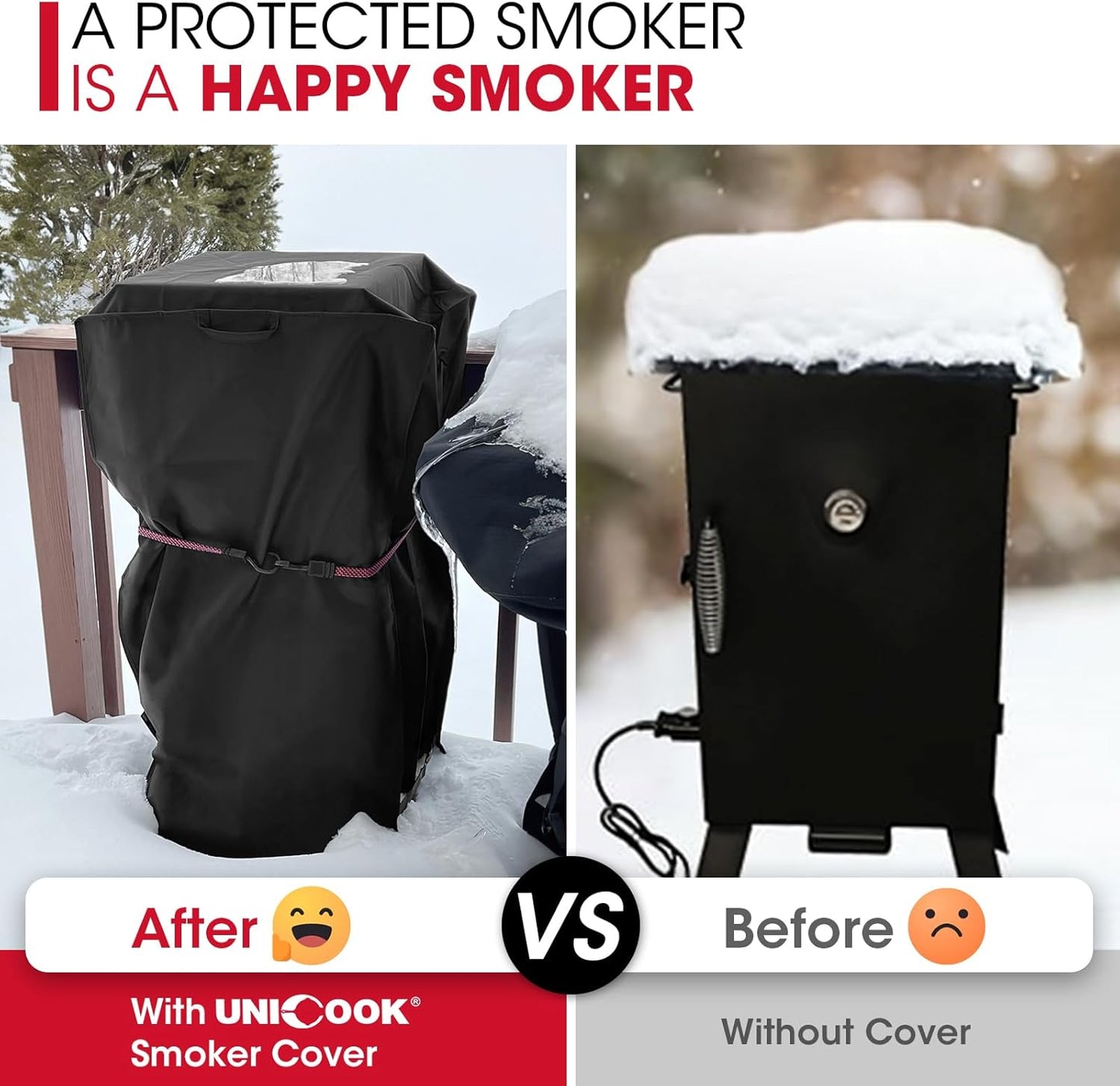 Unicook 30 Inch Electric Smoker Cover - Heavy Duty Waterproof BBQ Grill Protection | All Weather Resistant, 18" W x 17" D x 33" H
