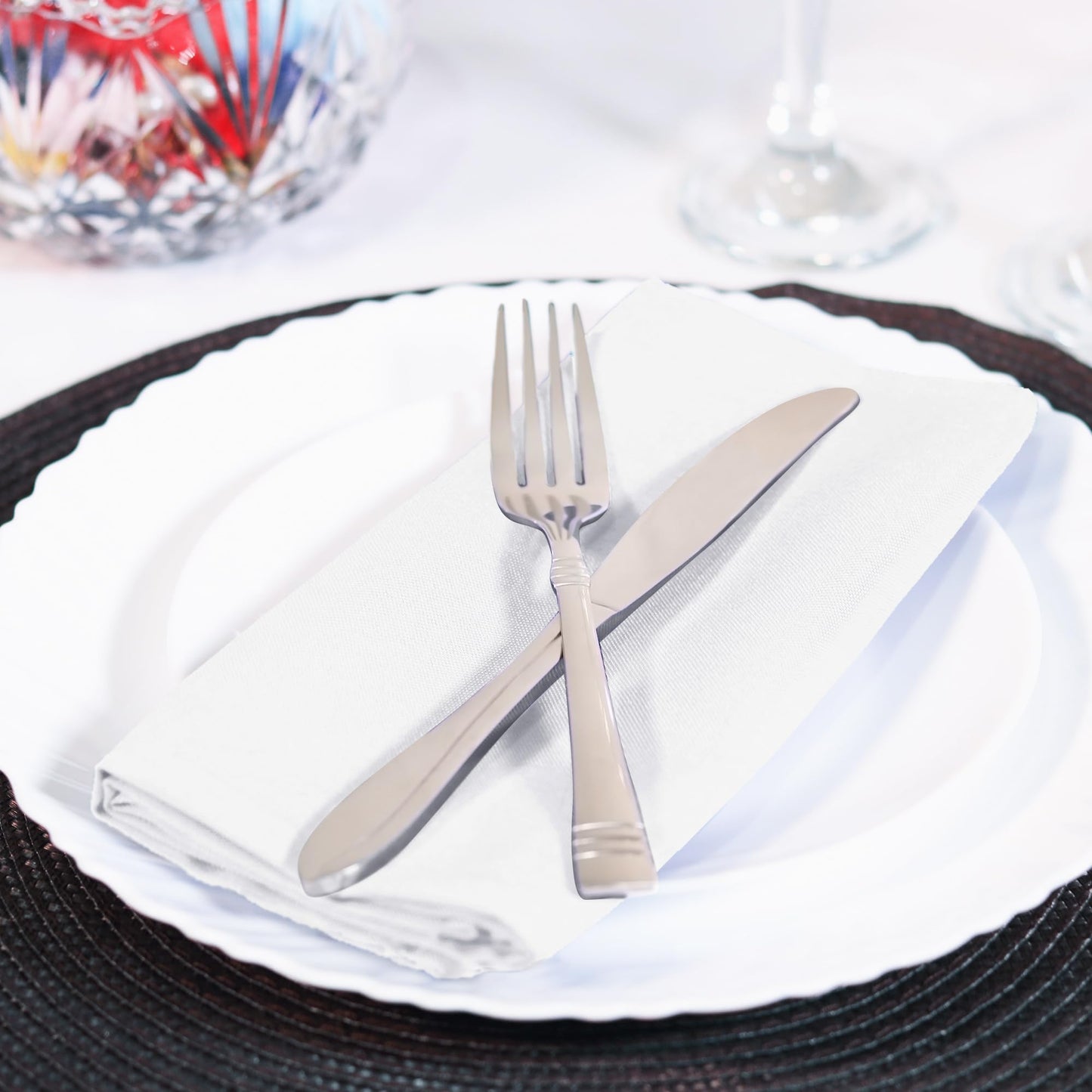Utopia Home White Cloth Napkins (12 Pack, 18x18 Inches), Ideal Dinner Napkins for Party, Wedding and Lunch/Dinner