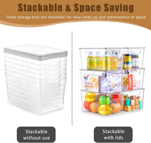 Clear Storage Bins by [Brand Name] - 7 Quart Stackable Containers with Lids for Home Organization