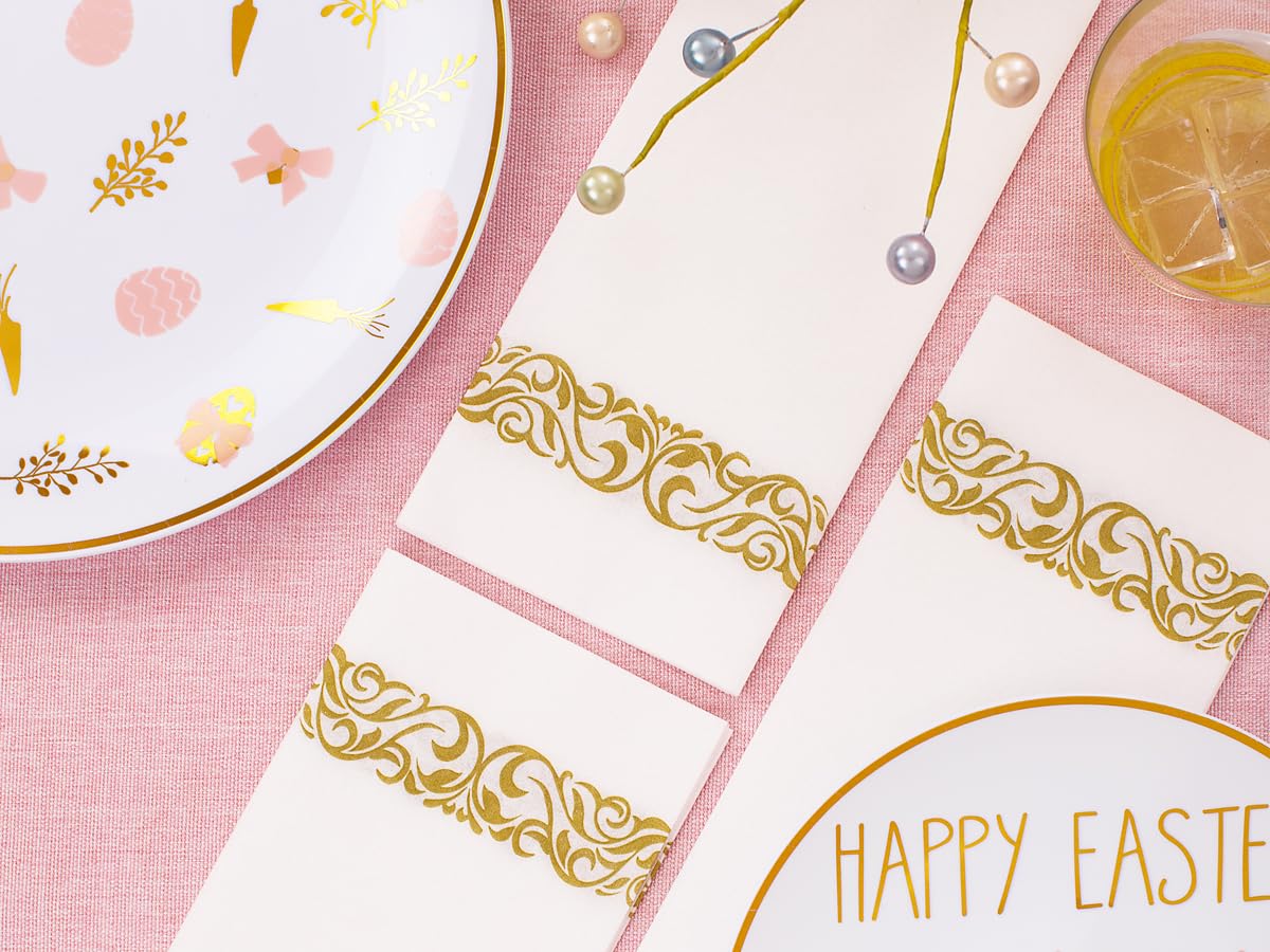 Morejoy 175pcs Easter Plastic Plates,Bunny Plates,Easter White & Pink Plates Disposable include 25Dinner Plates,25 Salad Plates,25 Cups,25 Forks,25 Knives,25 Spoons,25 Napkins Perfect for Party