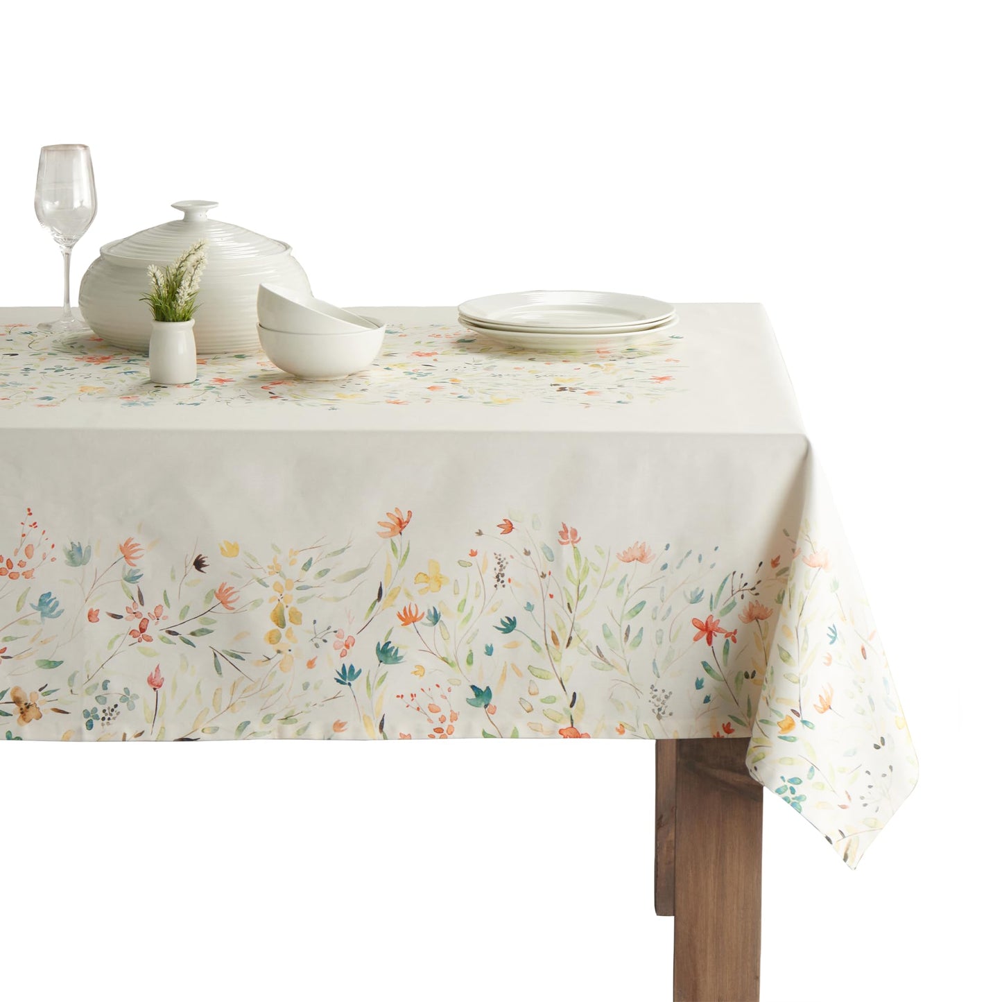 Maison d' Hermine Table Cloth Rectangle Table 100% Cotton 70 x 108 Inches Tablecloth Reusable Decorative for Dining Kitchen Room Farmhouse Home Gifts for Mothers Day Spring Summer - Colmar