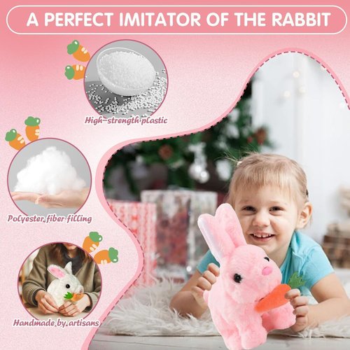 Interactive Easter Bunny Toy - Hopping Plush Rabbit with Sounds & Movements | White