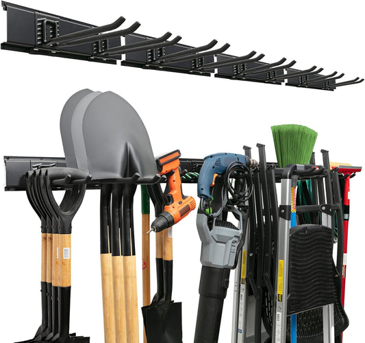TIDYME Garage Tool Organizer - Sturdy Wall Mount Storage Rack with Adjustable Hooks | 64 Inches, 400lbs Capacity