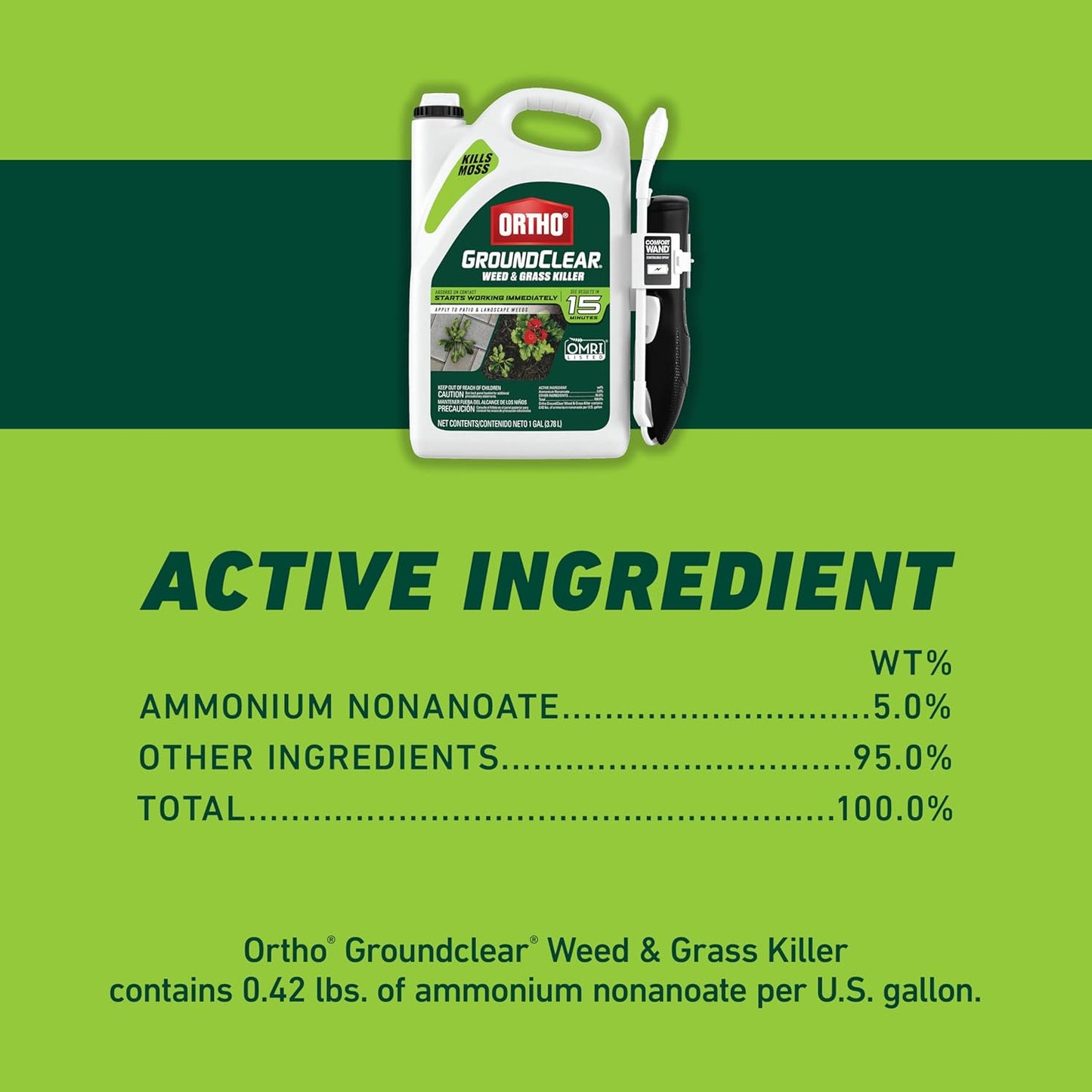 Ortho GroundClear Weed & Grass Killer - Kills Dandelions, Crabgrass & More | Ready-to-Use, 1 Gallon