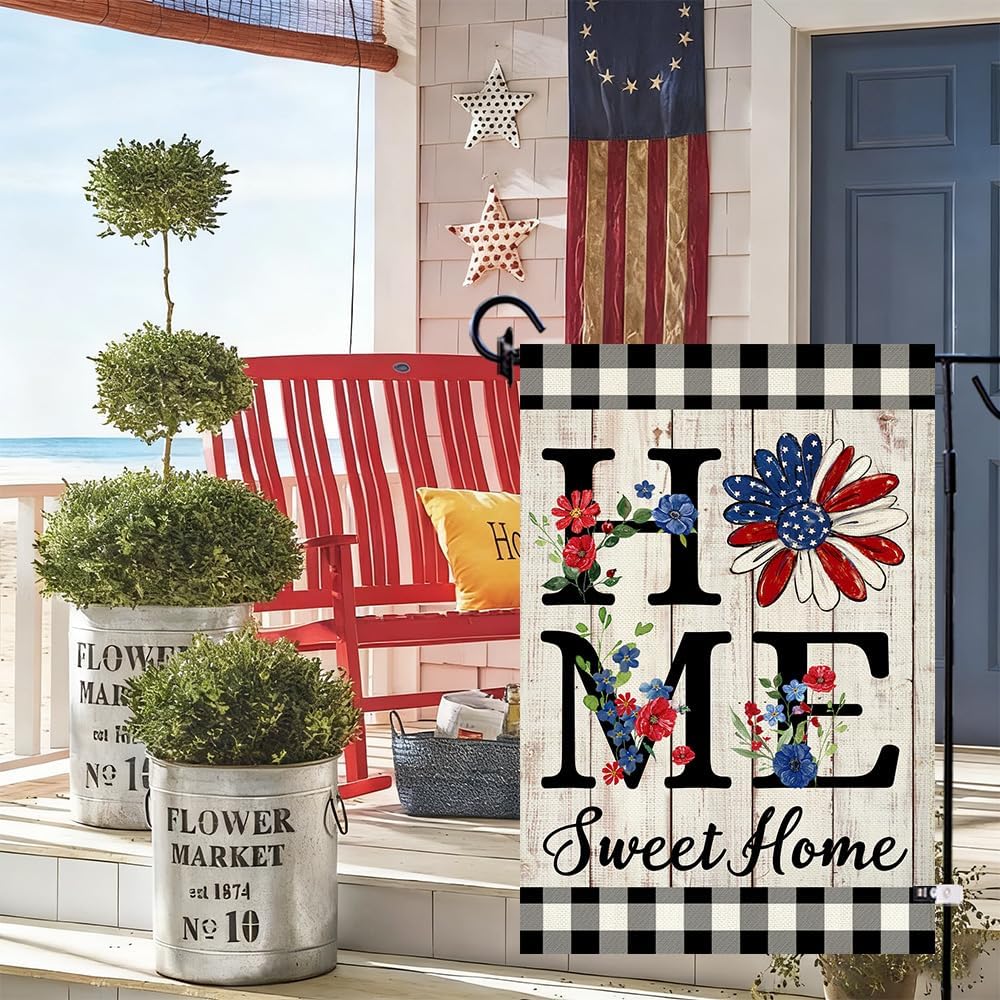 ORTIGIA Patriotic Garden Flag - Double-Sided Burlap Design for Independence Day | 12.5x18 Inch Outdoor Decor