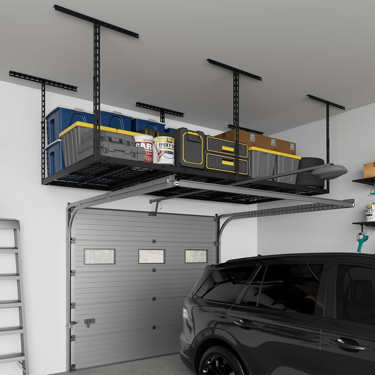 Jusgym Overhead Garage Storage Rack - Height Adjustable 26"-40" | Heavy Duty Metal, 750LBS Capacity