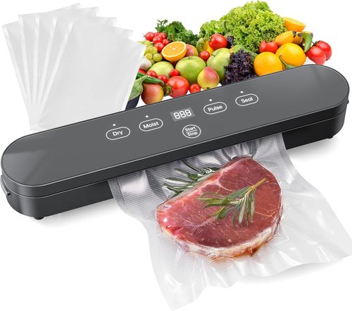 Food Vacuum Sealer Machine - 4-in-1 Compact Sealer with Digital Timer & 20 Bags | 75kPa Moist/Dry Modes
