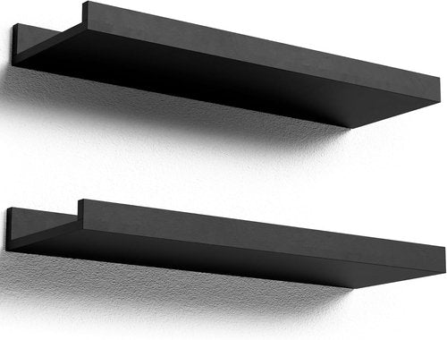 Boswillon Floating Shelves - Modern Black Wall Mounted Set of 2 for Stylish Storage & Display