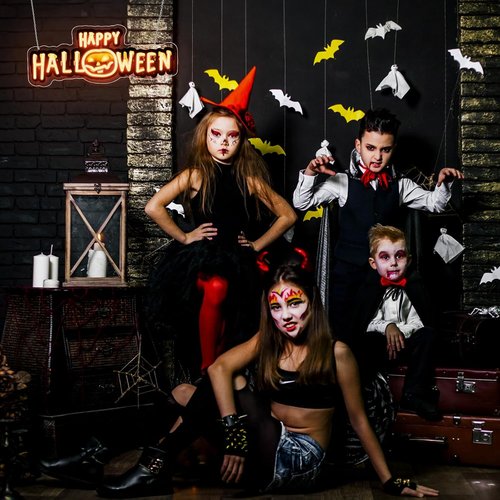 Happy Halloween Neon Sign - Dimmable Black & Orange LED Light for Spooky Party Decor | UV Print