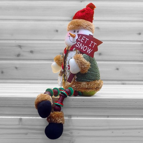 BXT Plush Shelf Sitter | Cute Christmas Snowman & Santa Claus Holiday Decor for Home