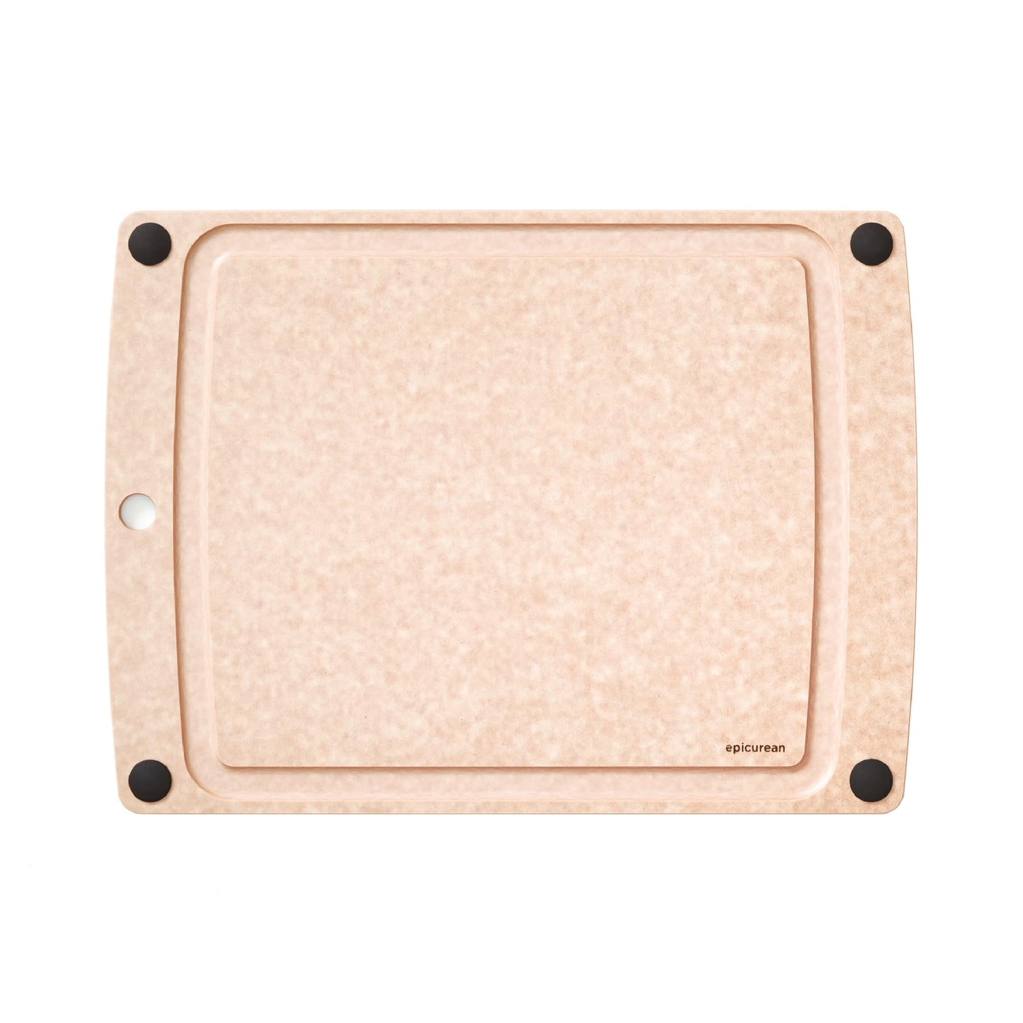 Epicurean All-In-One Cutting Board with Non-Slip Feet and Juice Groove, 17.5" × 13", Natural/Black