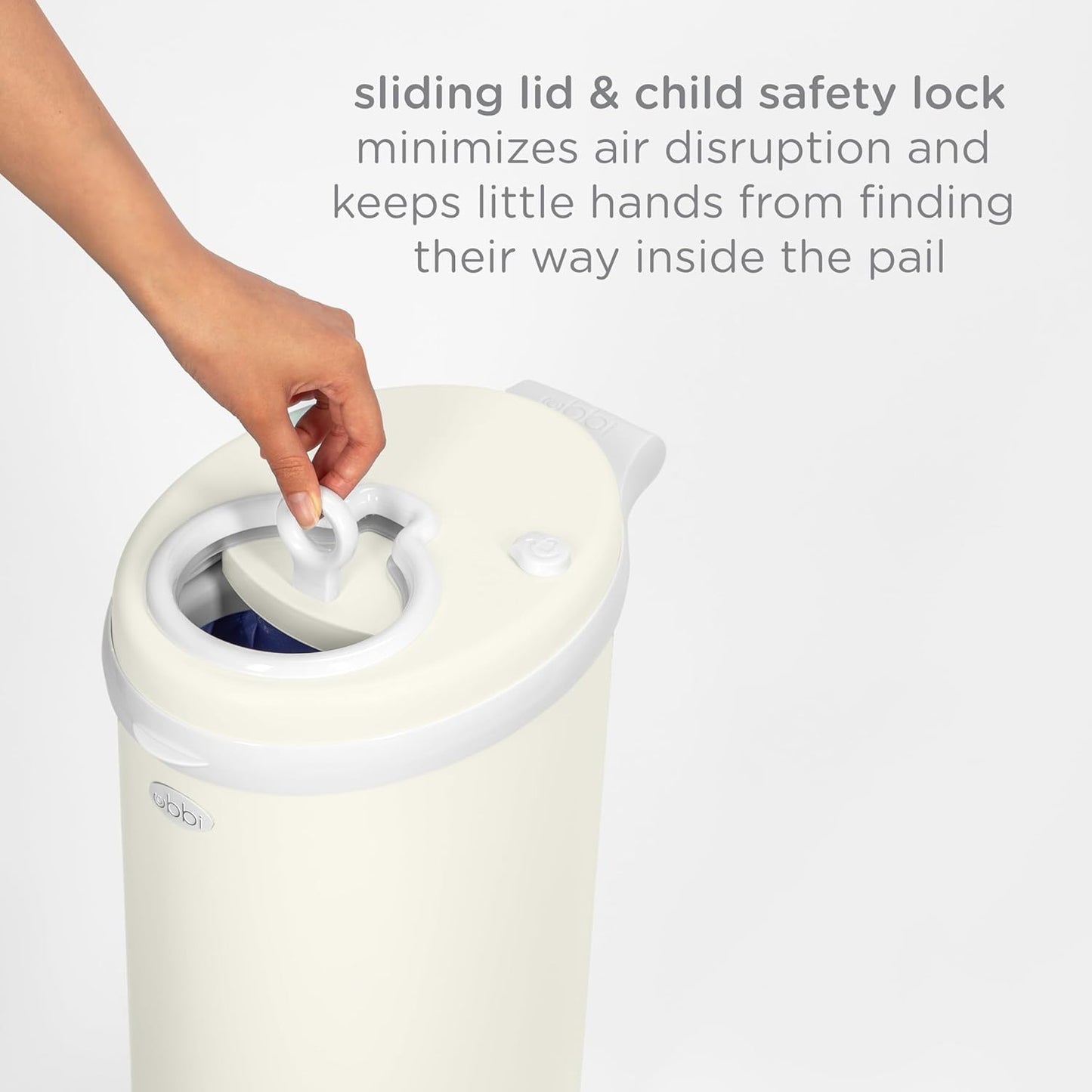 Ubbi Stainless Steel Diaper Pail - Odor Locking Design, No Special Bags Needed | Award-Winning Matte Ivory