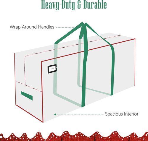 Cosy Family Christmas Tree Storage Bag - Durable 7.5 ft Heavy Duty Extra Large Design with Reinforced Handles & Dual Zippers