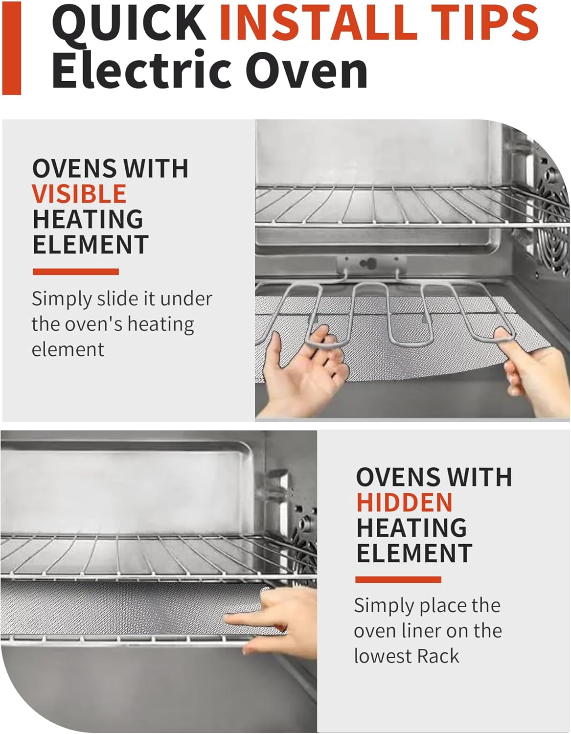 Skiennix Oven Liners - Heavy Duty 4 Pack Reusable Mats | 17"x25" for Electric, Gas & Toaster Ovens, BPA & PFOA Free