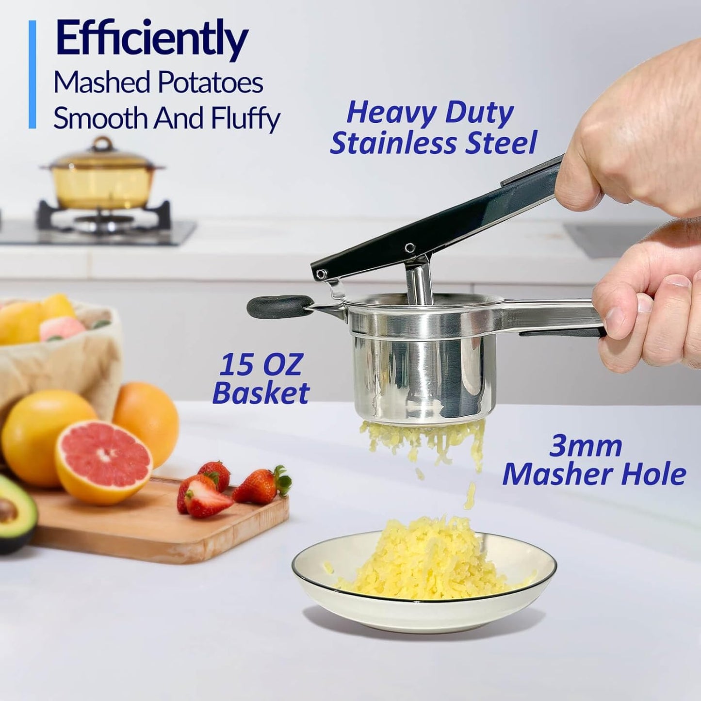 SPEENSUN Potato Ricer - Heavy Duty Stainless Steel Masher for Fluffy Mashed Potatoes | 15 OZ with Silicone Handle