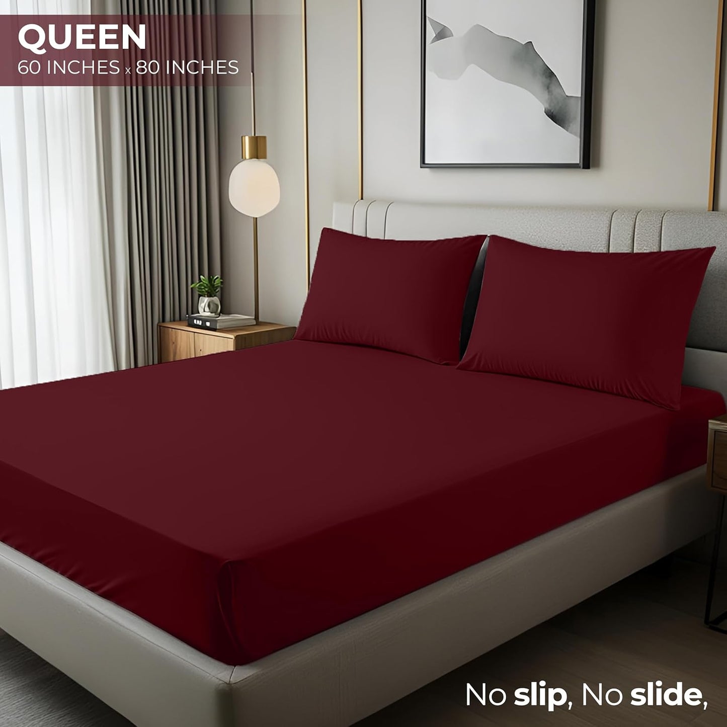 Utopia Bedding Queen Fitted Sheet - Deep Pocket Microfiber - Soft & Fade Resistant - Red Burgundy