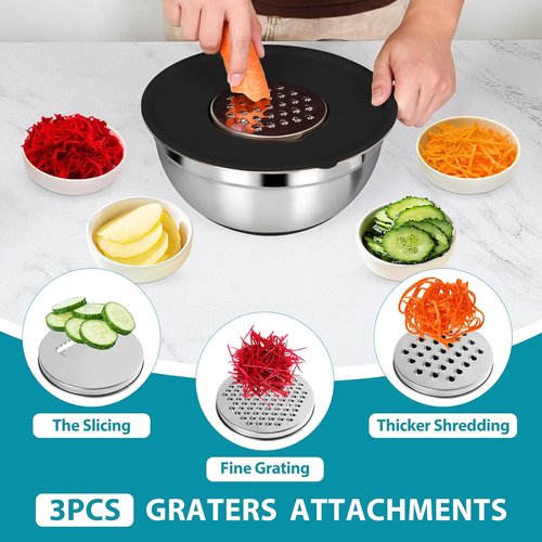 20-Piece Stainless Steel Mixing Bowls Set by [Brand Name] - Airtight Lids, Non-Slip Silicone Bottoms | Perfect for Baking & Serving