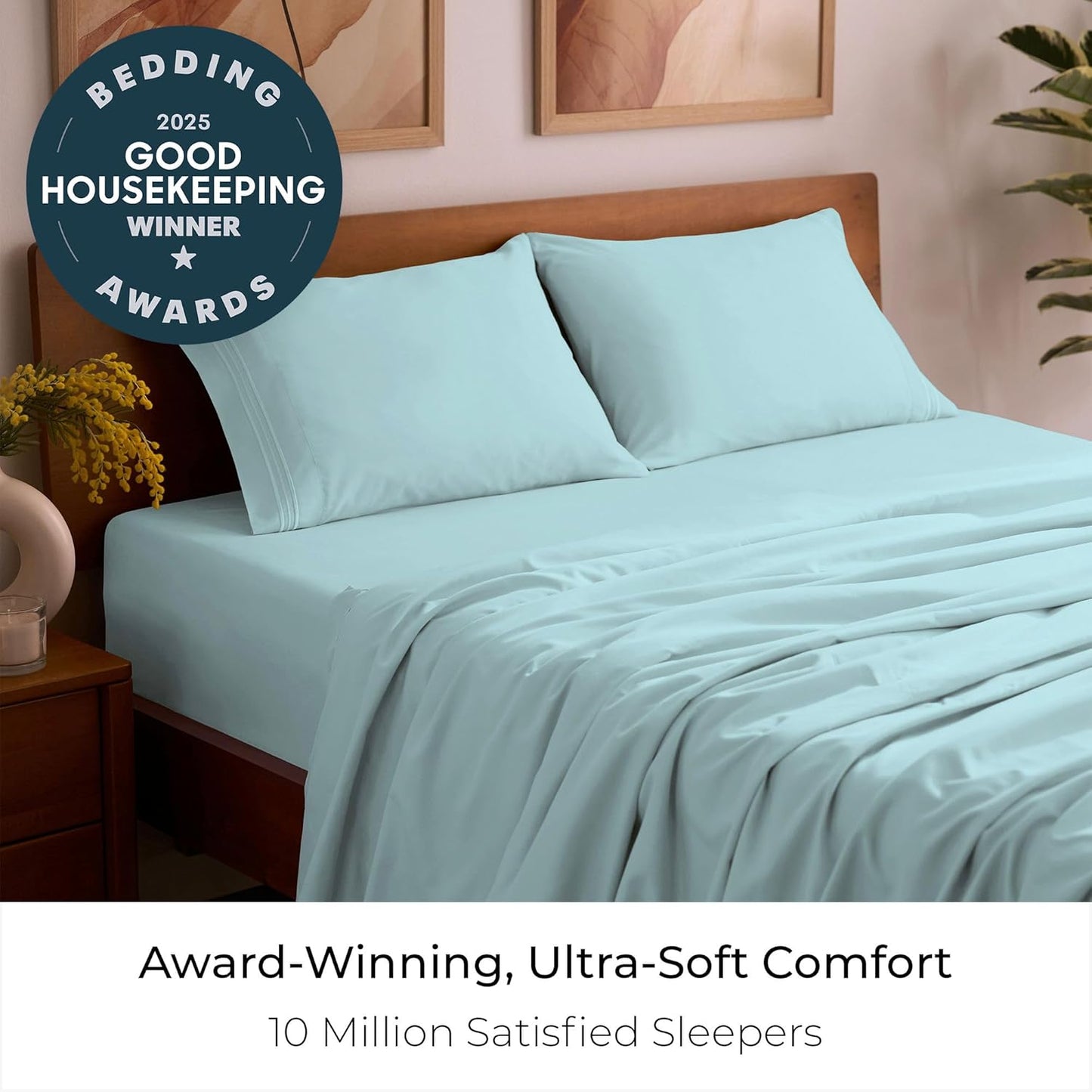 Mellanni Full Sheets Set - 4 PC Hotel Luxury Bedding | Extra Soft, Cooling, Wrinkle-Resistant (Full, Aqua)