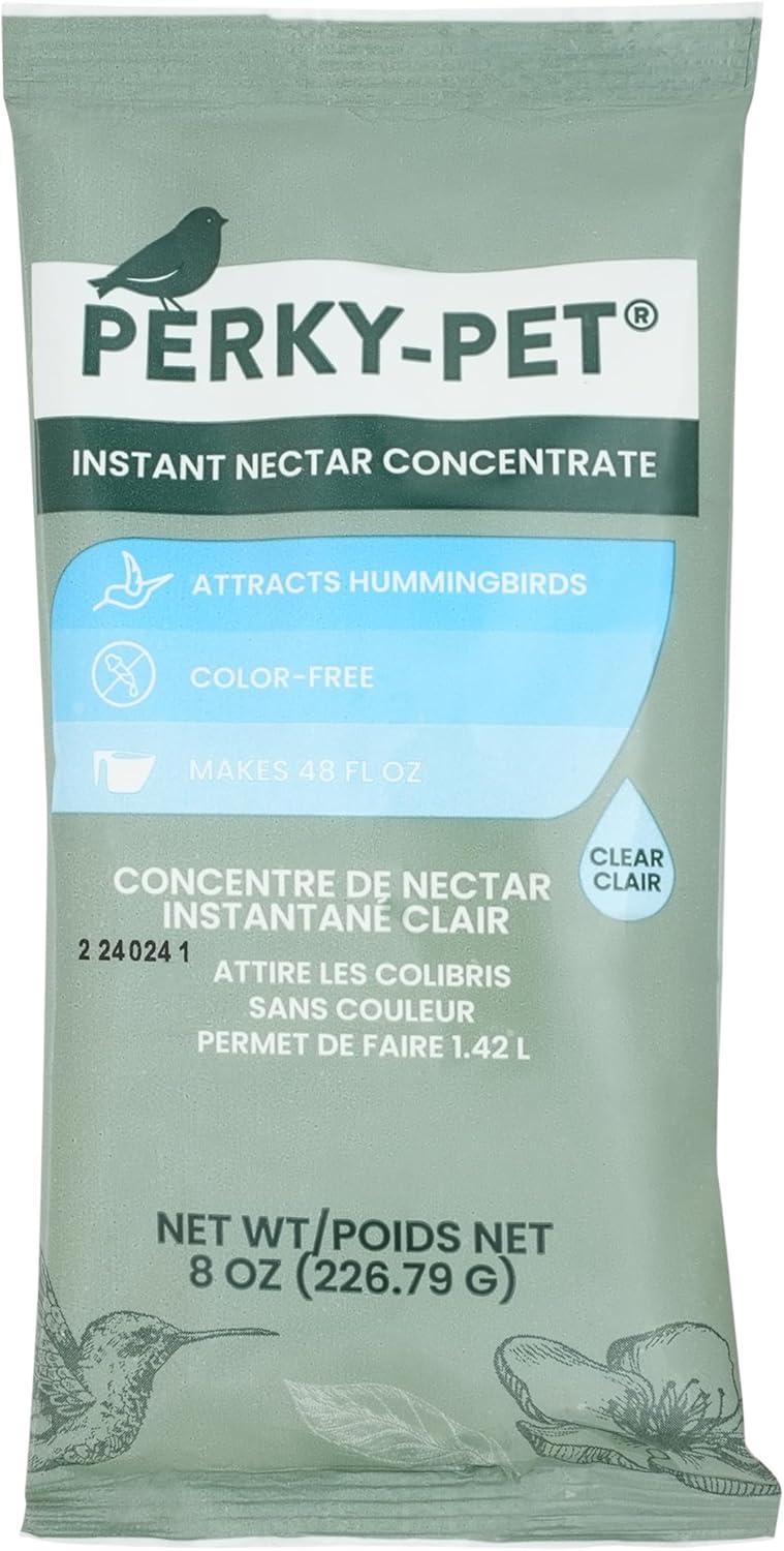 Perky-Pet Hummingbird Nectar Concentrate - 8 oz Powder Makes 48 Fl Oz of Clear Nectar - Easy to Mix, 100% Sucrose