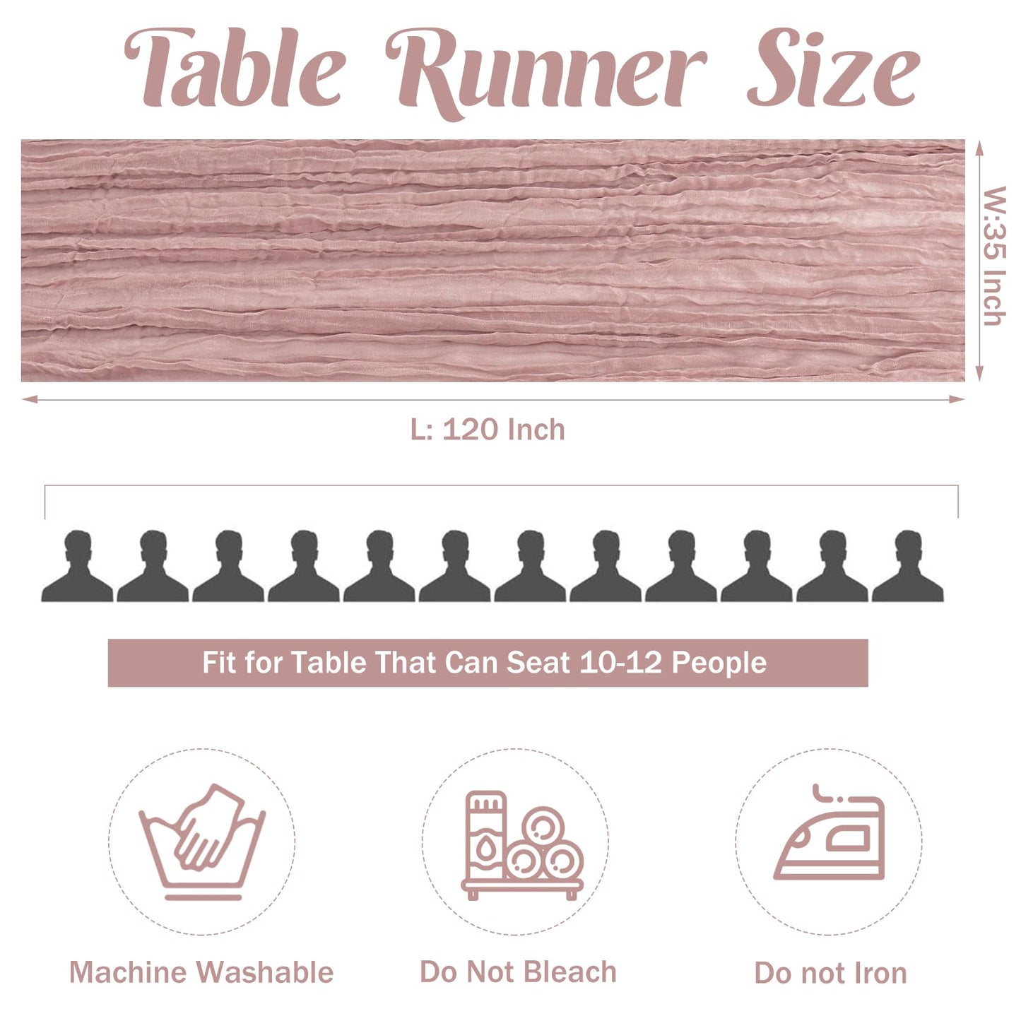 6 Pieces Dusty Pink Easter Spring 10FT Cheesecloth Table Runner Boho Gauze Fabric Table Runner Rustic Sheer Runner for Wedding Birthday Baby Shower Party Boho Table Decoration（Dusty Pink）