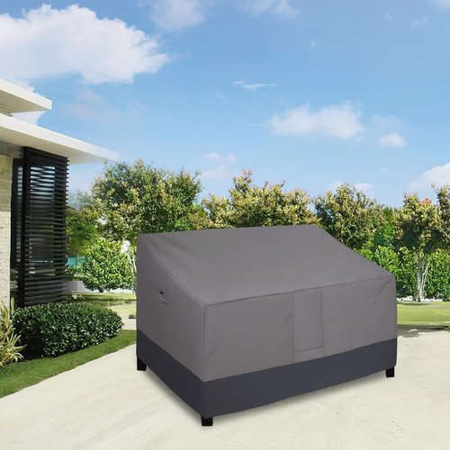 Easy-Going Heavy Duty Outdoor Loveseat Cover - Waterproof & Windproof Patio Sofa Cover | 58" x 32.5" x 31" - Gray/Dark Gray
