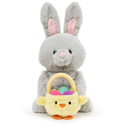 GUND Exclusive Easter Bunny with Basket and Eggs, Bunny Stuffed Animal for Ages 1 and Up, Gray, 10"