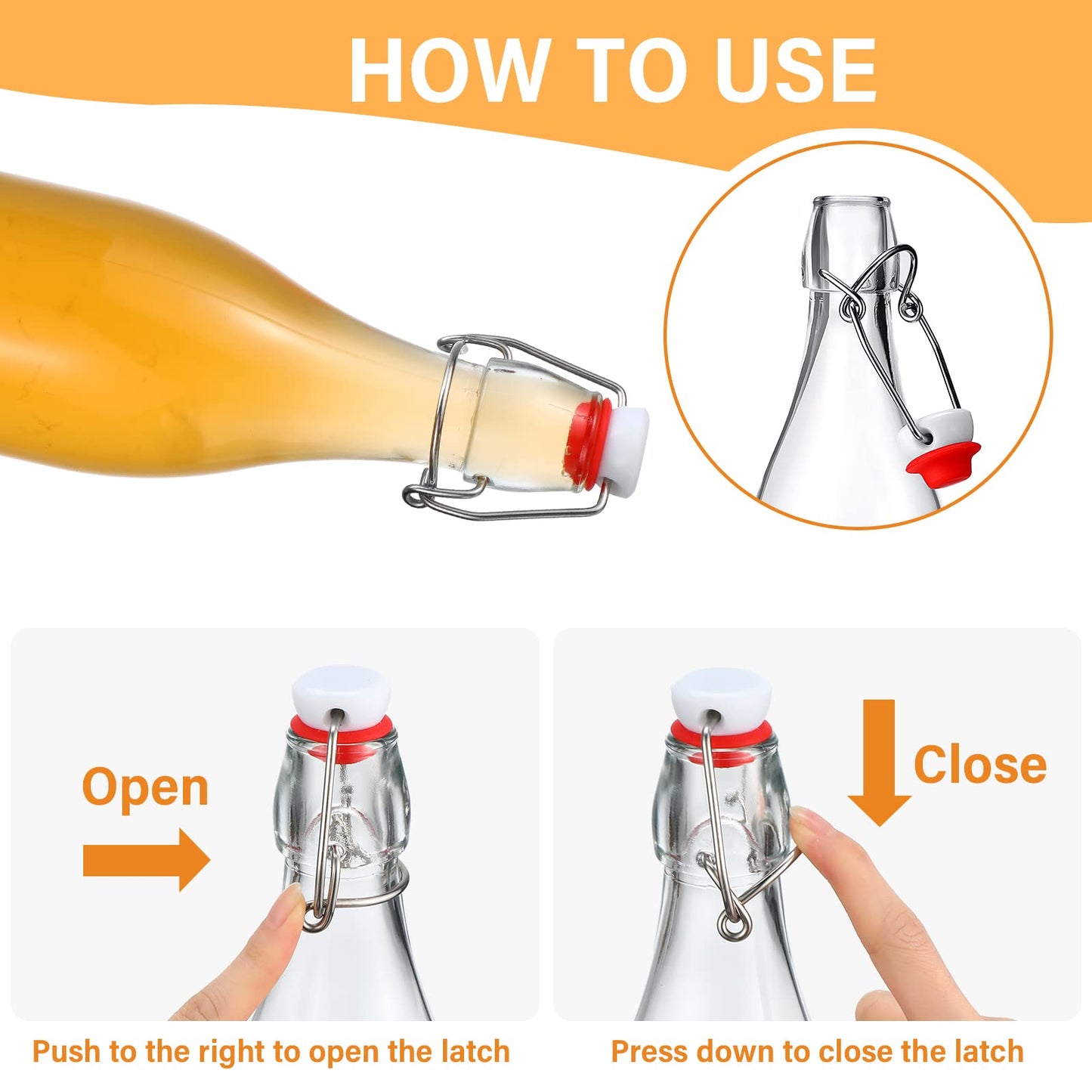 Aoriher 12 Pack 32oz Flip Top Glass Bottle 1 Liter Swing Top Bottles Home Brewing Bottles Beer Bottle with Airtight Seal Flip Caps for Kombucha, Beverages, Beer, Oil, Vinegar, Water, Soda