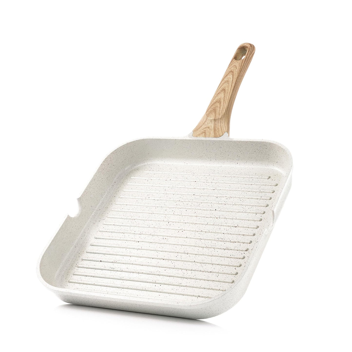 SENSARTE Nonstick Ceramic Grill Pan for Stove Tops, Versatile Square Grilling Pan with Pour Spouts, Durable Grill Skillet for All Stoves(Gas,Electric,Induction) Non Toxic-PTFE,PFAS,PFOA Free, 9.5Inch
