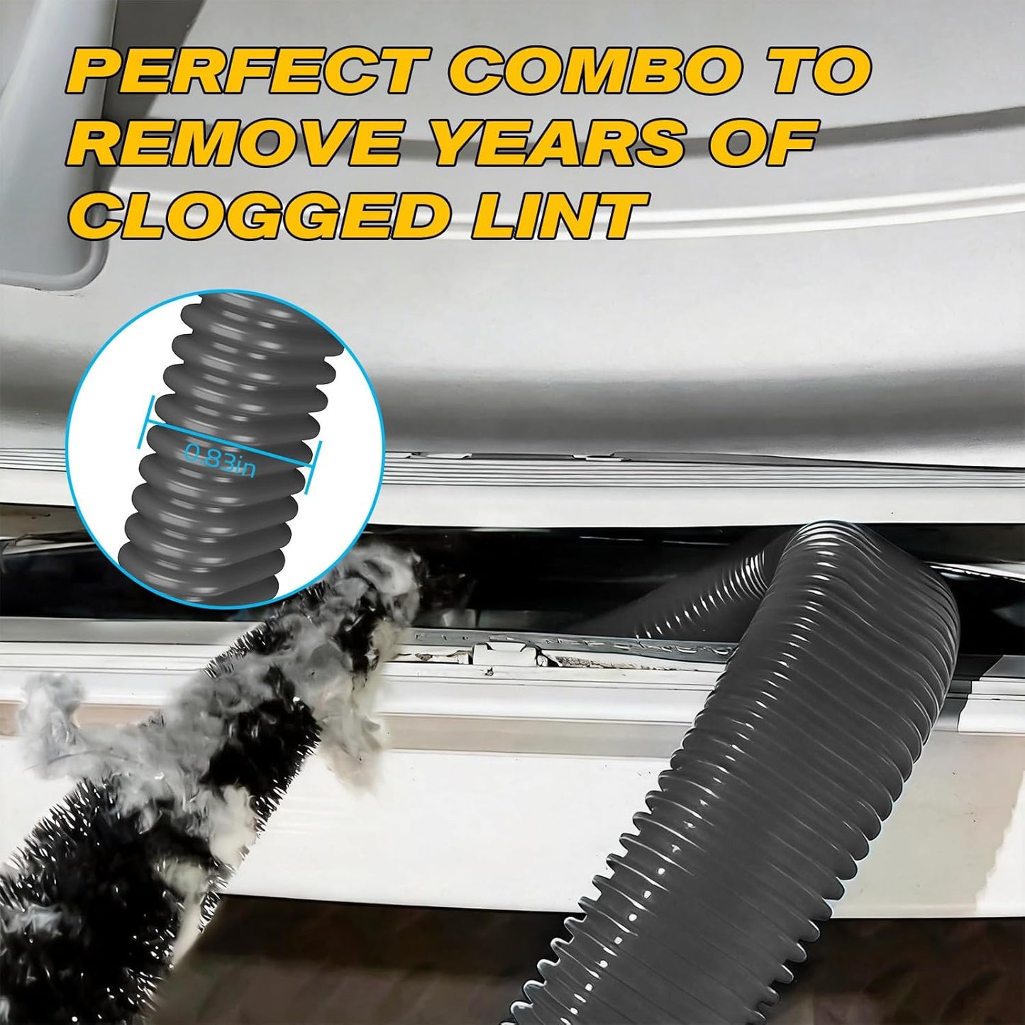 Sealegend Dryer Vent Cleaner Kit - Vacuum Hose Attachment & Lint Brush for Most Vacuums | Black