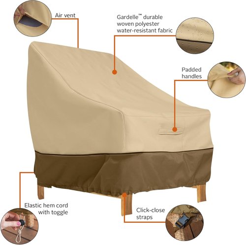 Classic Accessories Veranda Water-Resistant Patio Lounge Chair Cover - 38 Inch, 4 Pack, Durable Protection