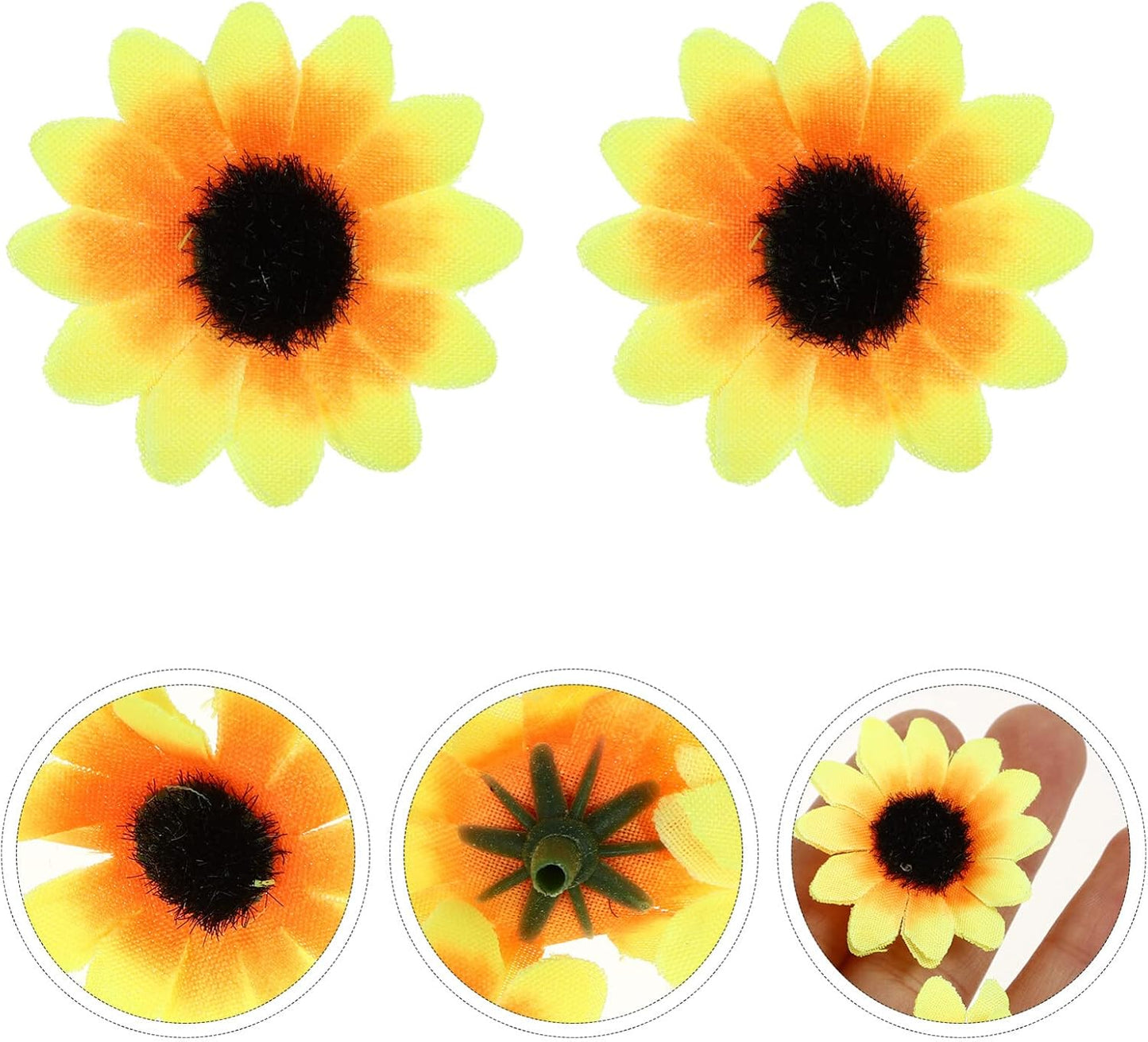 Uonlytech Artificial Sunflower Heads - 100 Pcs Lifelike Plastic Flowers for Wedding & Home Decor