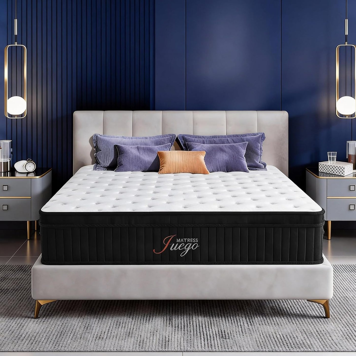 Juego 12 Inch Queen Mattress - Hybrid Design with Medium Firm Memory Foam & Pocket Springs for Pressure Relief