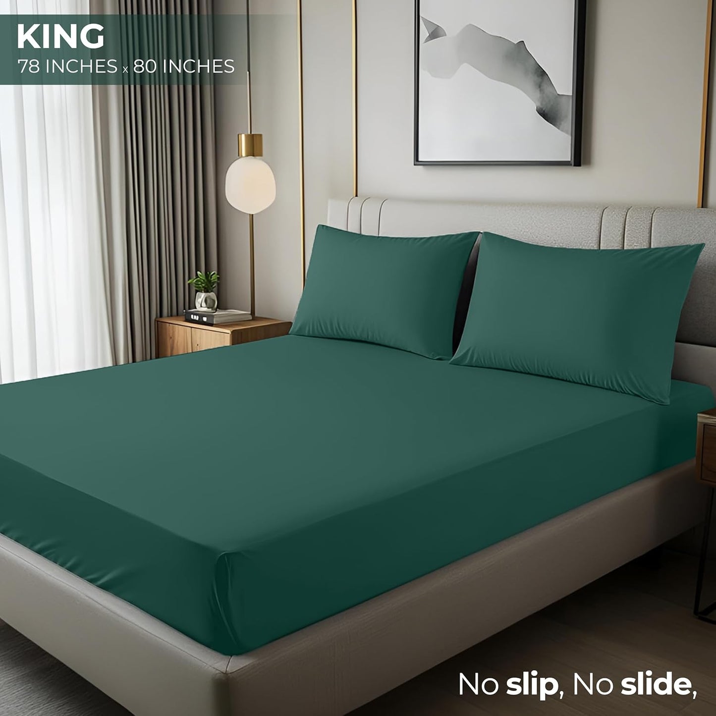 Utopia Bedding King Fitted Sheet - Deep Pocket Microfiber - Soft & Fade Resistant - Emerald Color