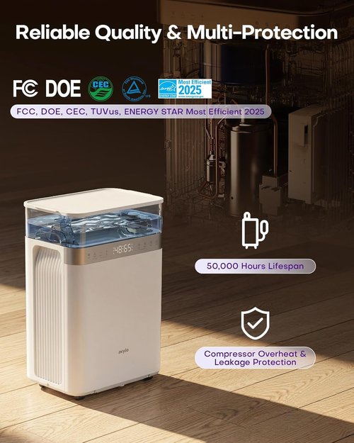 Avylo Dehumidifier | Energy Star Efficient 90 Pint/D for Basements | 4500 Sq.Ft, 2.11 Gallon Tank