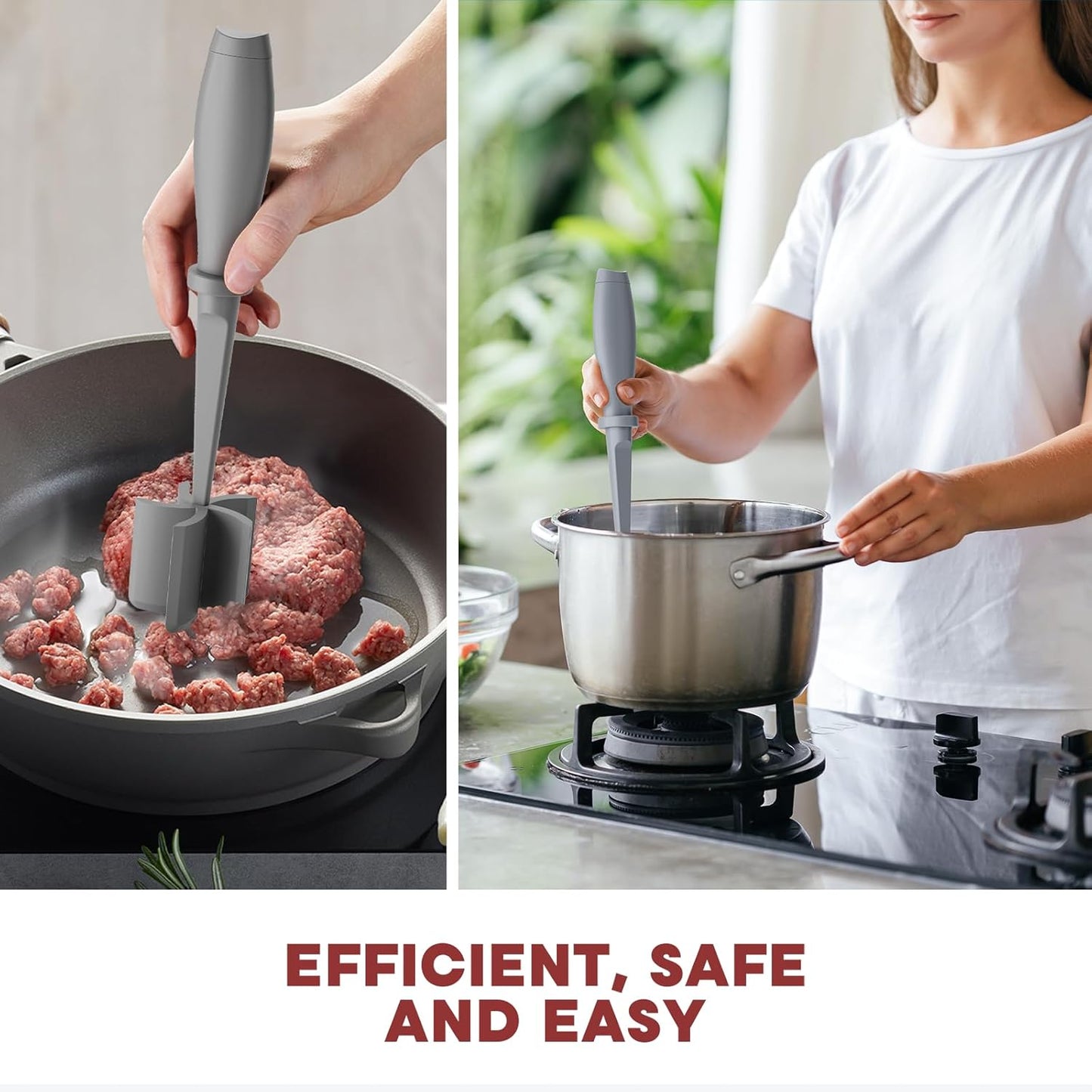 Skiennix Meat Chopper - Premium Heat Resistant Hamburger Grinder for Ground Beef | Grey
