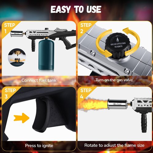 ARTFLAMM Powerful Grill Torch Gun | Propane Torch Gun, Adjustable Flamethrower | Blowtorch for BBQ, Camping, Charcoal Lighter & Fire Starter, 800,000BTU