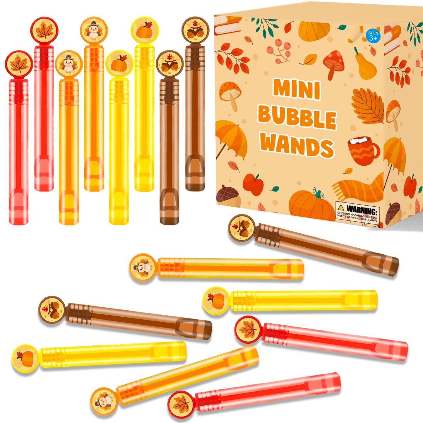 Thanksgiving Mini Bubbles Party Favors for Kids 20 Pack, Friendsgiving Toys Gifts Goody Treat Bag Stuffers Supplies for Toddler, Fall Autumn School Games Prizes Candy Basket Filler Stuff Activities
