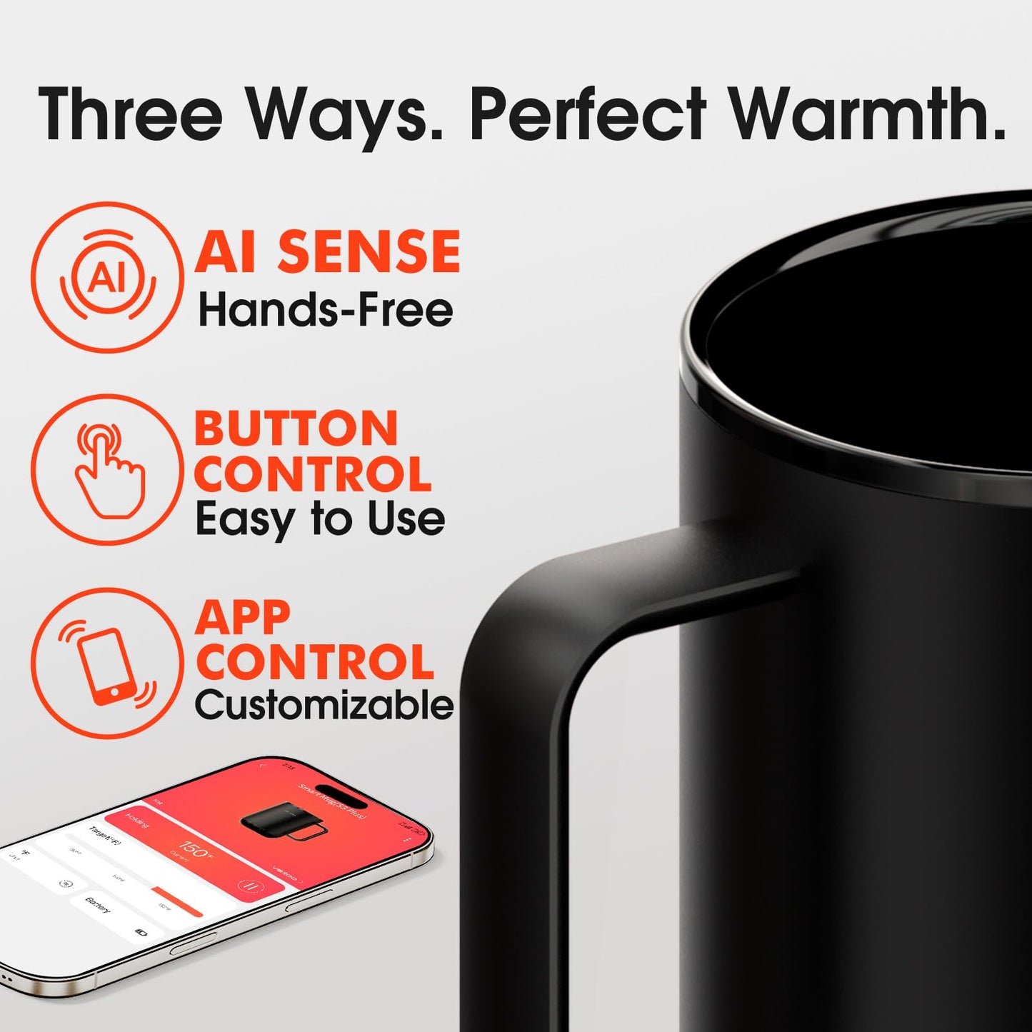 Vsitoo S3 Plus 14oz Heated Coffee Mug - Temperature Control Smart Mug with Mug Warmer, Auto-Sensing AI Heats Drinks to 120-150°F Hands-Free.Ideal for Home/Office/Gifts, Tan