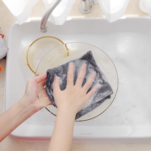 Homaxy Kitchen Dish Cloths - Ultra Soft 100% Cotton Waffle Weave | Quick Drying, 12-Pack, Dark Grey, 12 x 12 Inches