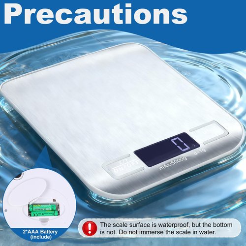 Girwu Food Scale, Digital Kitchen Scale with 0.1g Accuracy, 11lb/22lb Capacity & Backlit LCD, Stainless Steel Tare Scale for Baking, Cooking and Meal Prep, 5.5x7x0.6 Inches (Batteries Included)