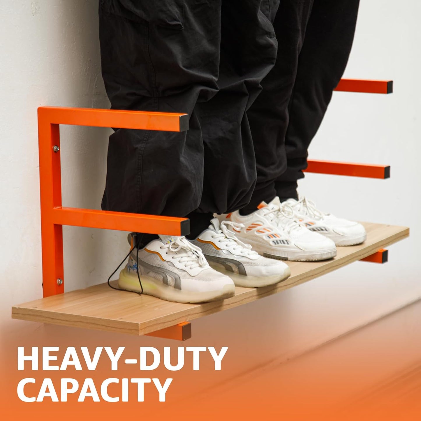 YYR Wood Organizer - Heavy Duty Metal Lumber Storage Rack | 6-Level Wall Mount Holds 1200 LBS - Orange
