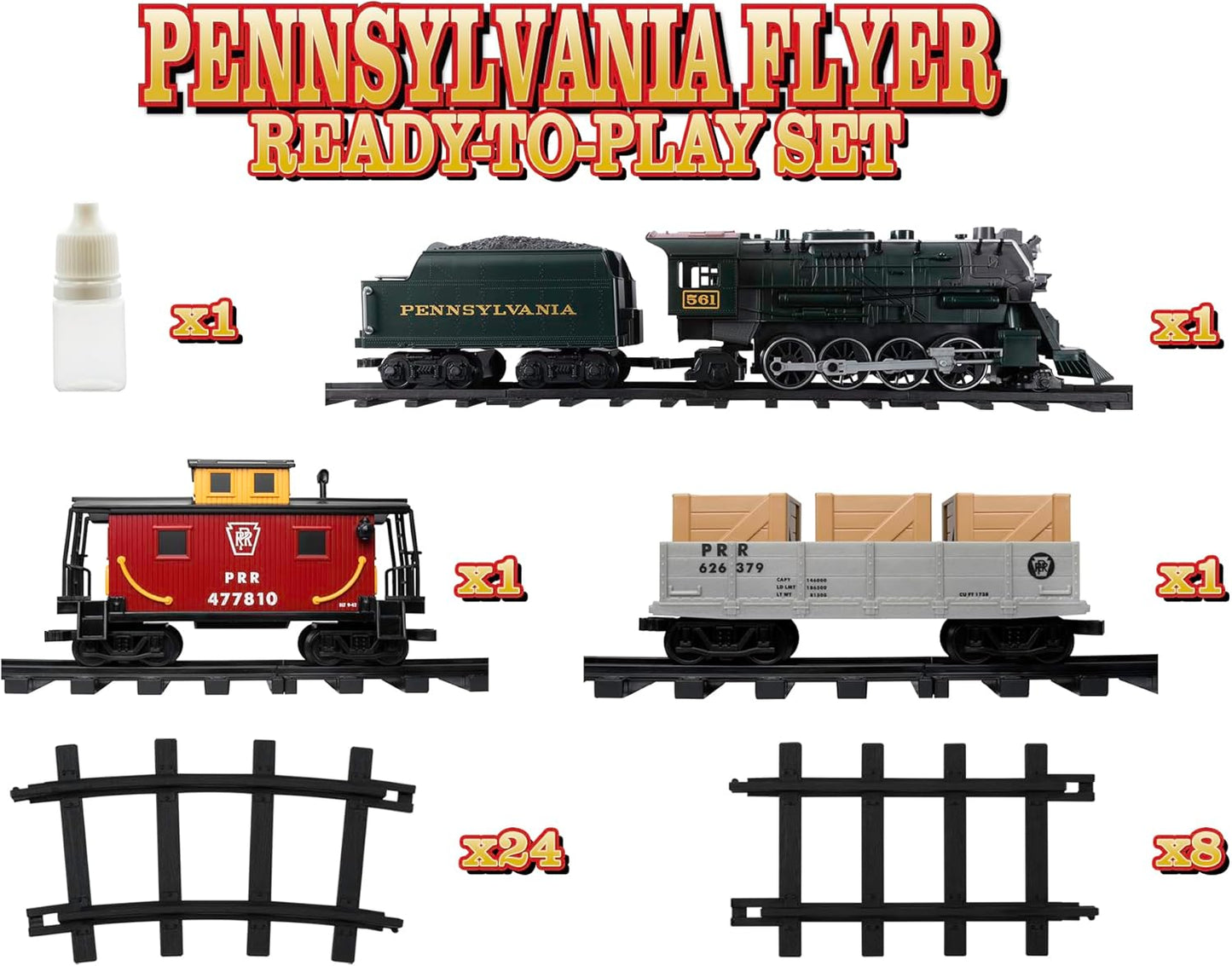 Lionel Pennsylvania Flyer Battery-Powered Train Set - Bluetooth Control, Smoke, Lights & Sounds | 2-Rail Track for Kids 4+
