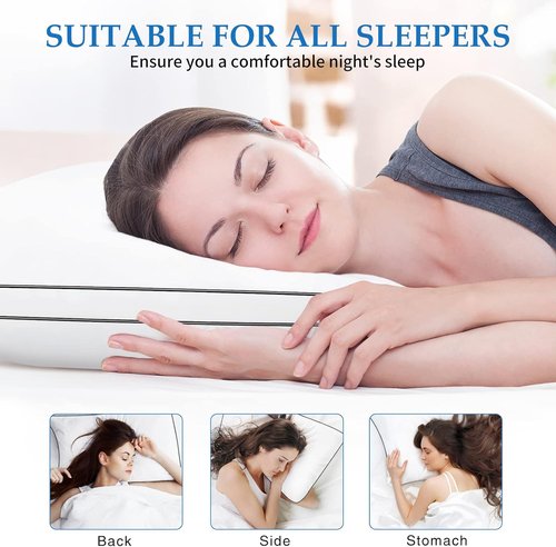 DolceLuna Queen Size Pillows - Set of 2 Soft Down Alternative Luxury Pillows for Side & Back Sleepers