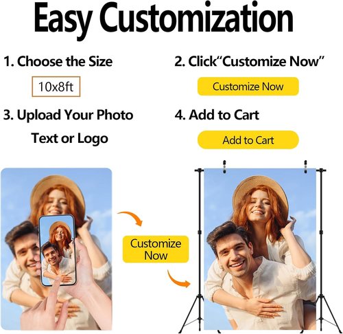 BELECO Custom Fabric Backdrop - 10x8ft Personalized Design for Birthday, Wedding & Party Decor