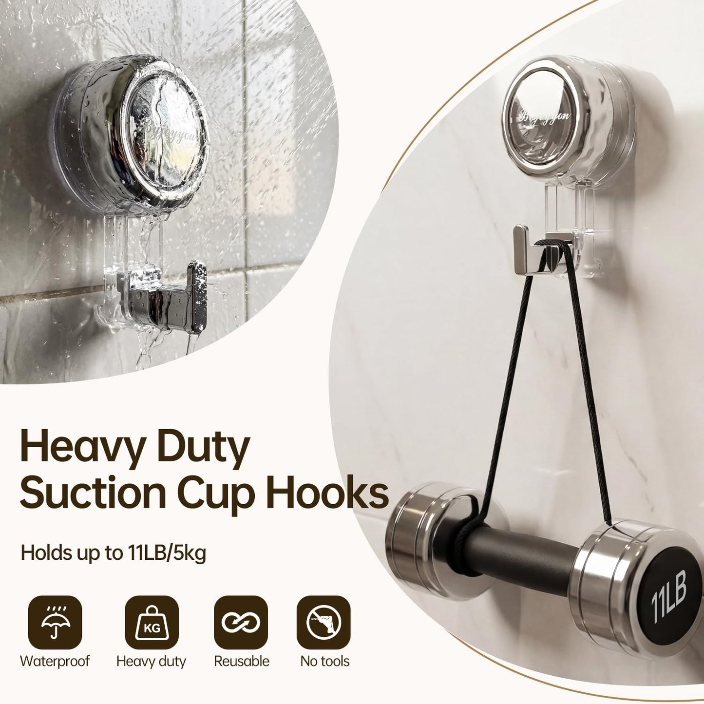 Nicespce Heavy Duty Suction Cup Hooks, Strong Suction Hanger for Wreath, Shower, Window & Glass Door. Waterproof Outdoor Hooks for Bathroom Wall Hanging - Removable, No Drilling