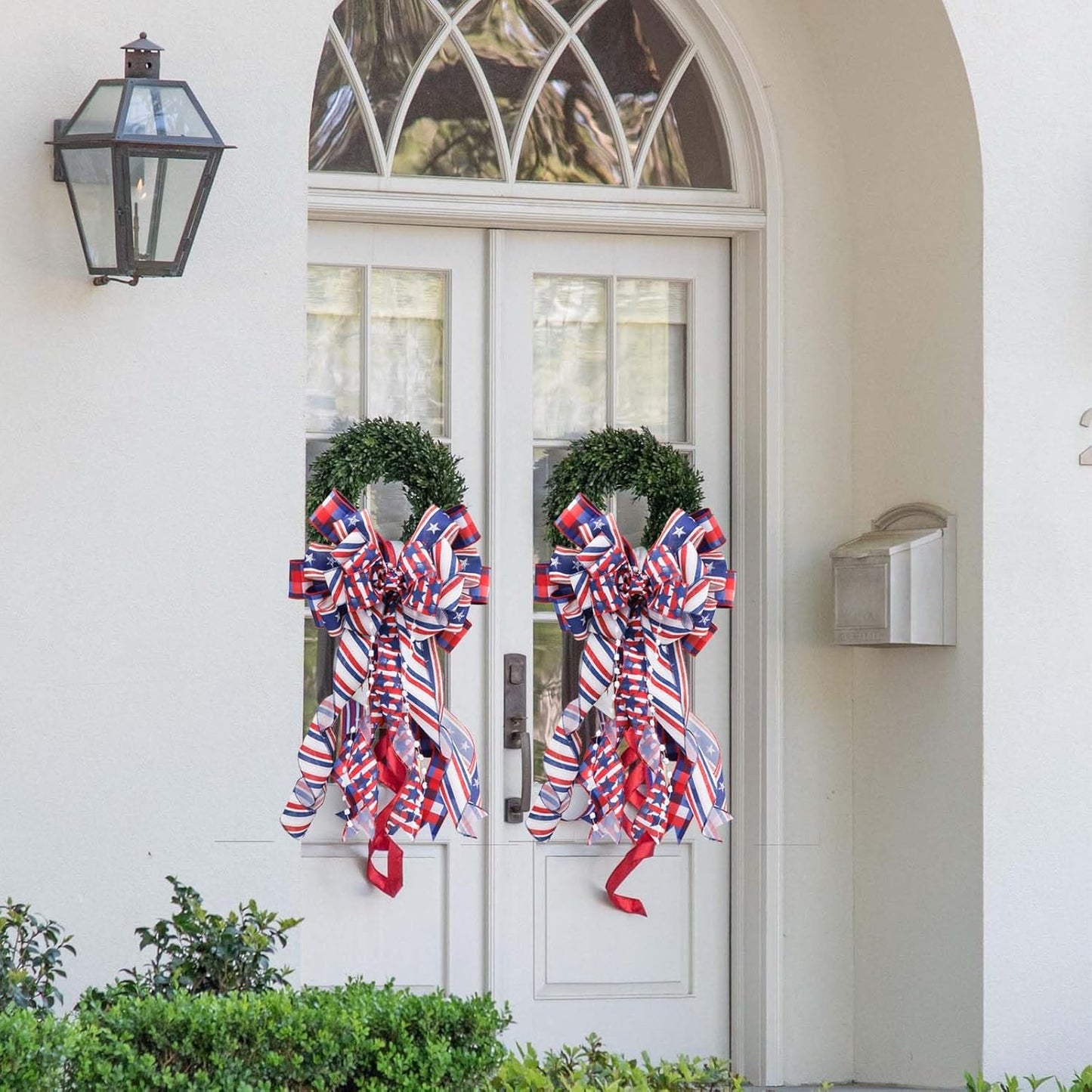 LaRibbons Patriotic Ribbon - Wired 2.5 Inch x 20 Yards | Red, White & Blue Star, Stripe & Plaid for 4th of July Decor