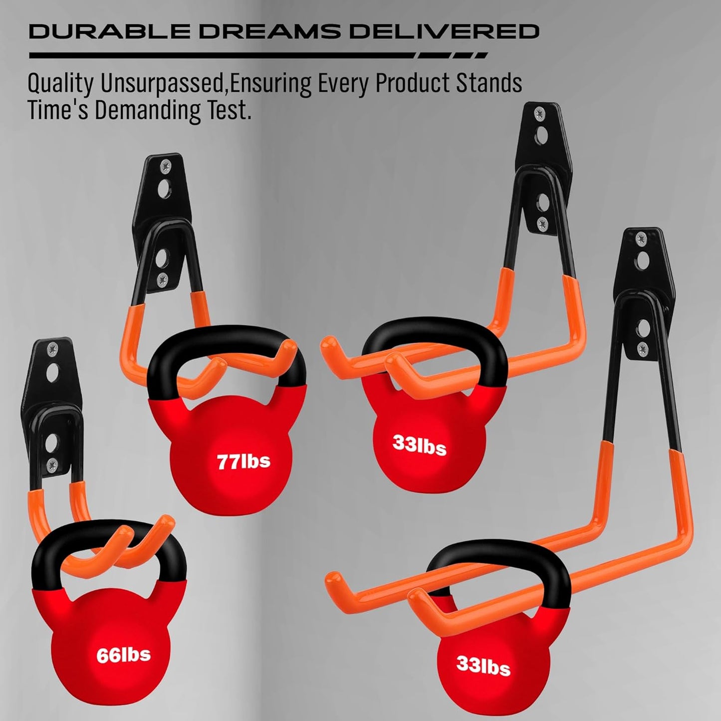Skiennix Garage Tool Storage Wall Hook Set - 15PCS Heavy Duty Organizer for Garden Tools & Bikes - Orange