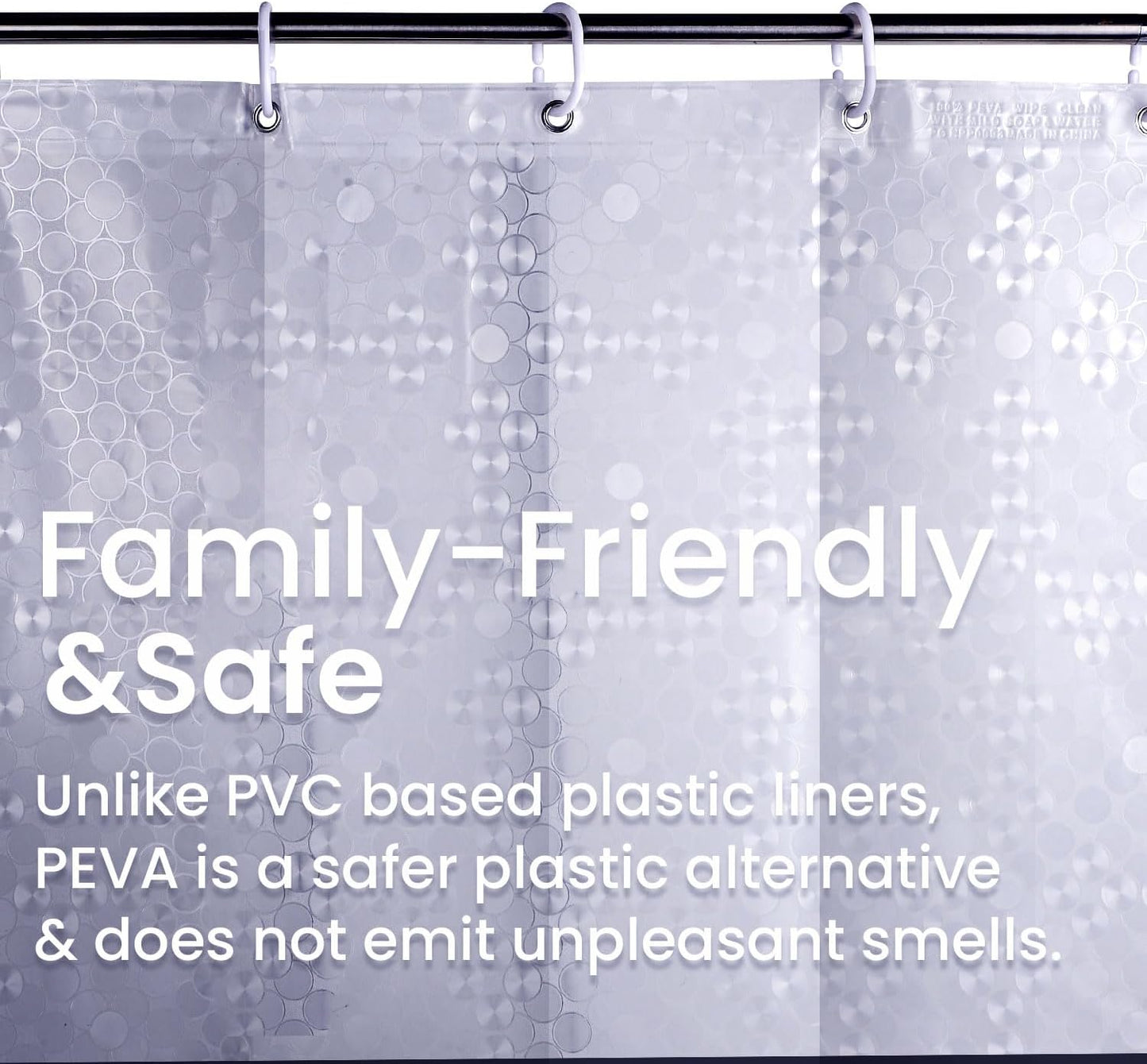LiBa PEVA Shower Curtain Liner - 8G Waterproof, 72x72 Inch Clear Design with Magnets & 3D Bubbles Pattern